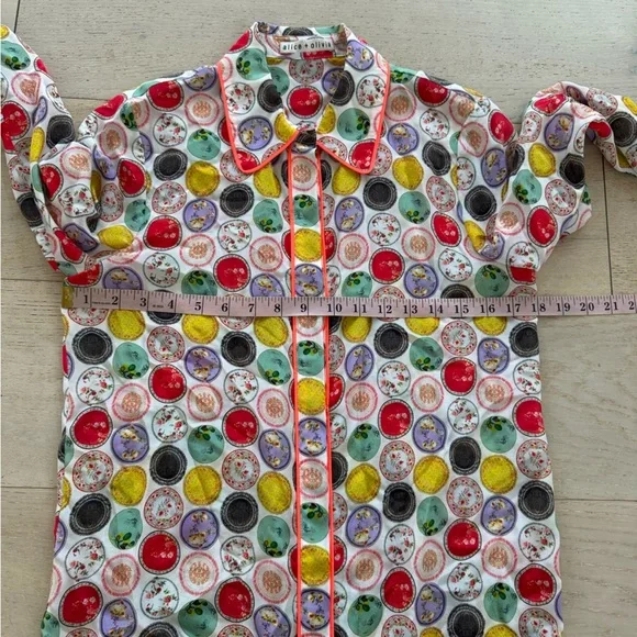 Alice + Olivia Willa “Dinner Party” Print Silk Blouse S - Picture 9 of 10